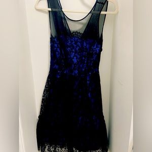 Anthropologie dress: blue with black lace